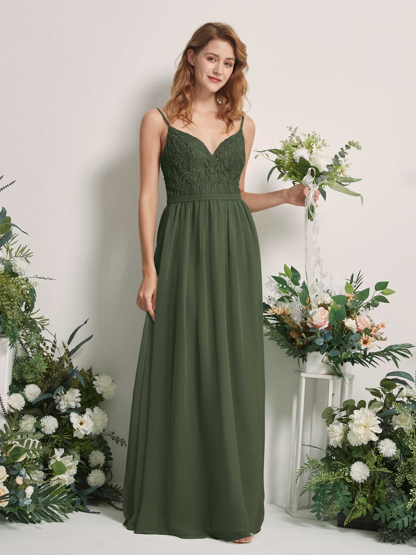 Martini Olive Maxi Dress - Sleeveless Dress - V neck Dress – Carlyna