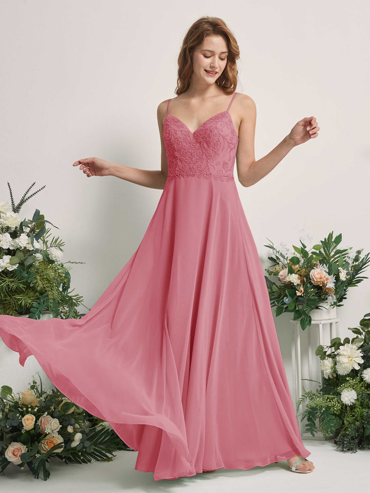 Desert Rose Bridesmaid Dresses A-line Open back Spaghetti-straps Sleeveless Dresses (83221111)