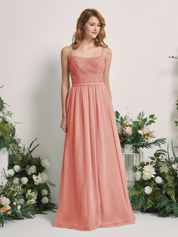 Champagne Rose Bridesmaid Dresses A-line Open back Spaghetti-straps Sleeveless Dresses (83220106)