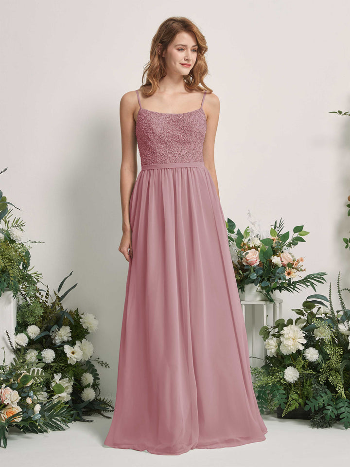 Carlyna Ursula A-Line Vintage Mauve Beaded Bridesmaid Dress Maxi Sleeveless Sweetheart Dress 