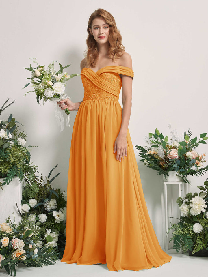 Mango Bridesmaid Dresses Ball Gown Off Shoulder Sleeveless Chiffon Dresses (83220402)