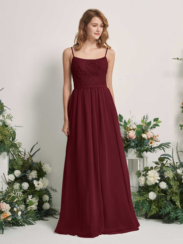 Burgundy Bridesmaid Dresses A-line Open back Spaghetti-straps Sleeveless Dresses (83220112)#color_burgundy