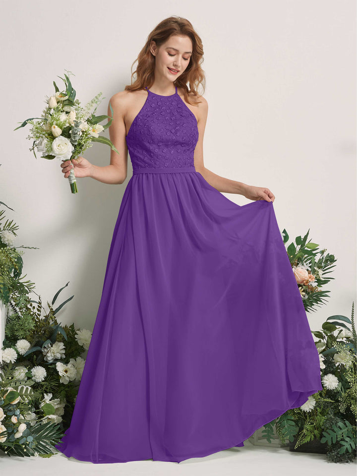 Regency Bridesmaid Dresses A-line Halter Sleeveless Chiffon Dresses (83220828)