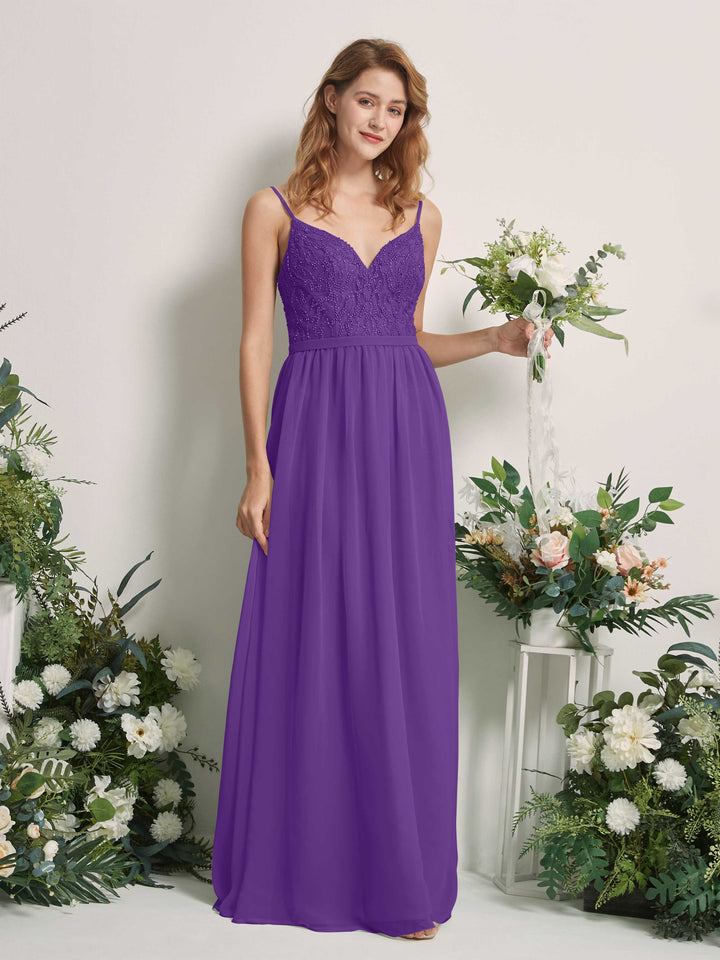 Regency Bridesmaid Dresses A-line Spaghetti-straps Sleeveless Chiffon Dresses (81226528)