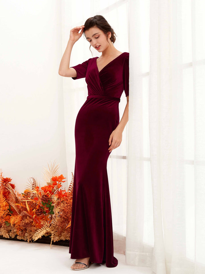 Two Piece Set Long Sleeve Velvet Dress, Matching Set, discount Twin Set, Burgundy Velvet