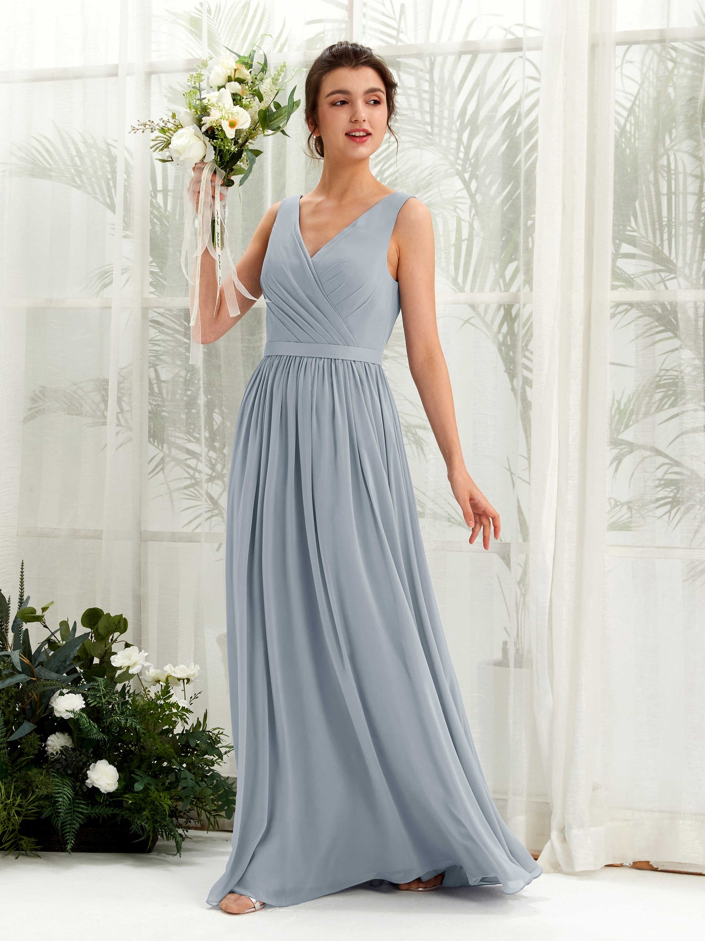 Dusty Blue-Upgrade Maxi Dress - Sleeveless Dress - V neck Dress – Carlyna