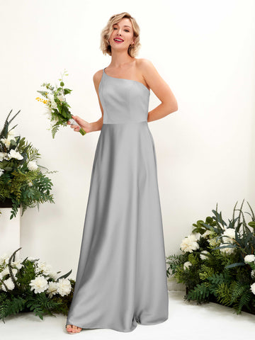 Carlyna Dinah A-Line Dove Satin Bridesmaid Dress Maxi Sleeveless One Shoulder Dress #color_dove