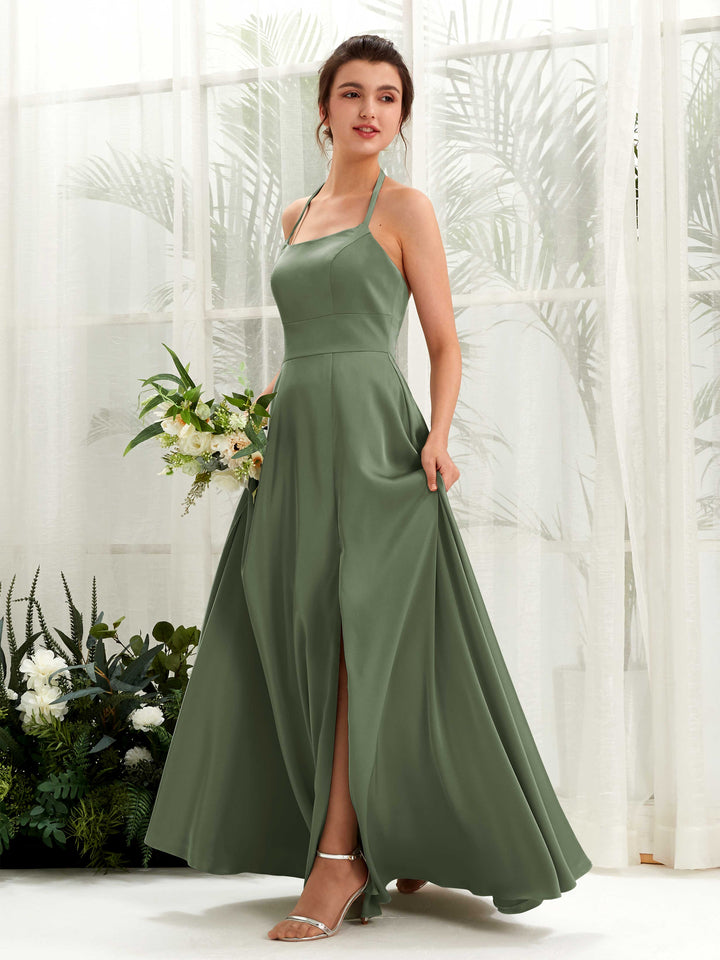 Jasmine Halter Maxi Dress ~ Deep Emerald Luxe Satin – Show Me Your