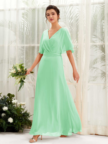 Mint green bridesmaid dresses with sleeves best sale