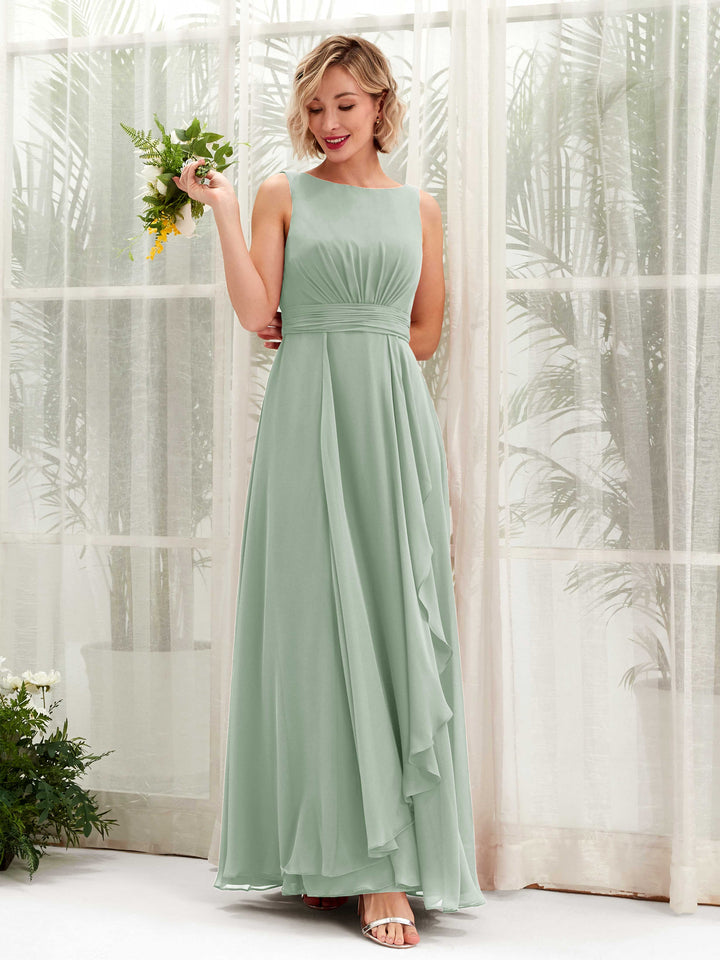 Sage Green Maxi Dress - Sleeveless Dress - Bateau Dress – Carlyna
