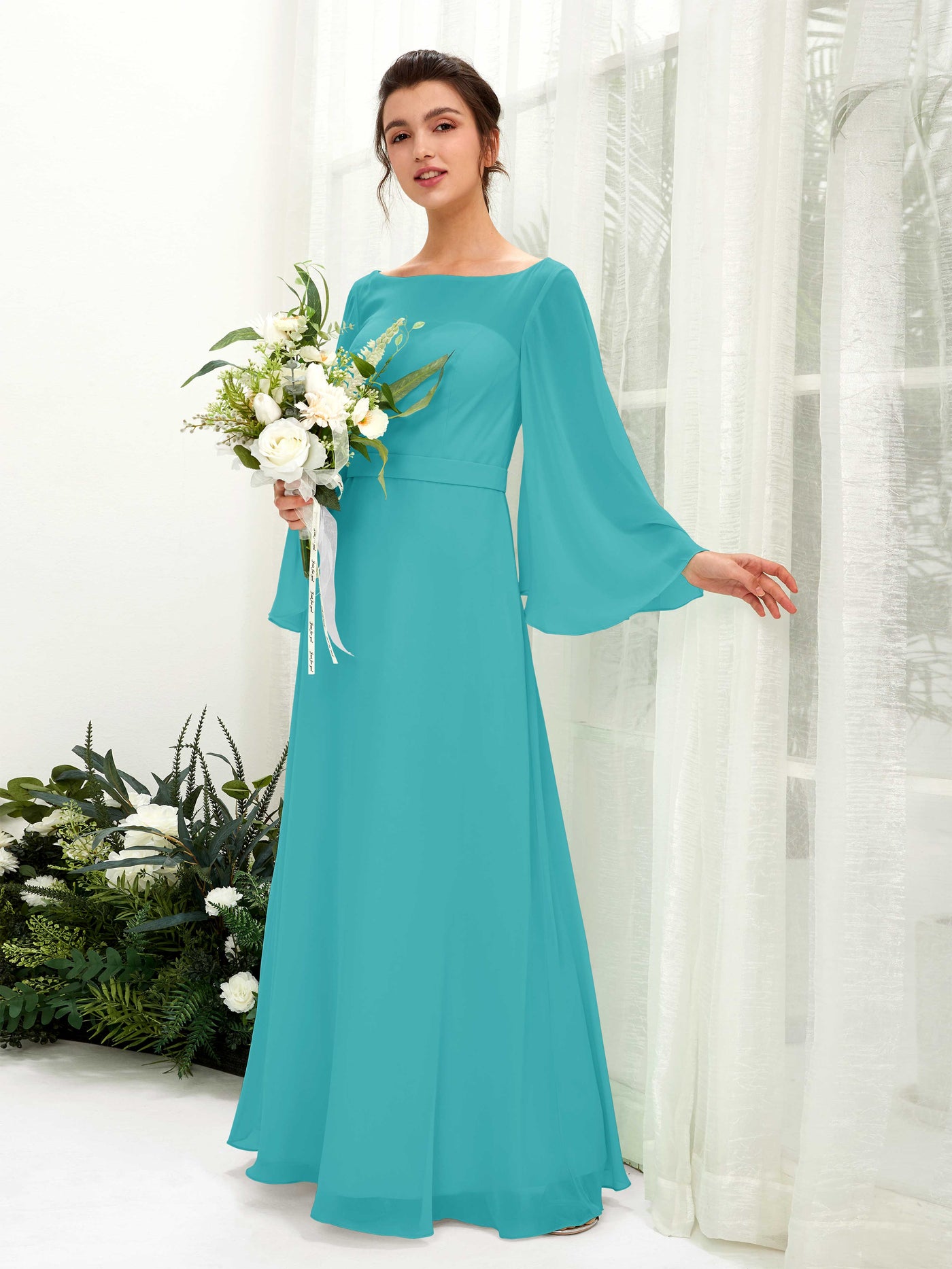 ELVENE  Chiffon Long Sleeve Bridesmaid Dress – Envious Bridal & Formal