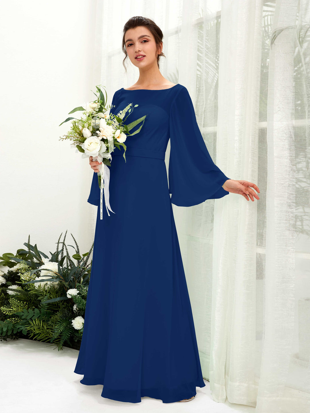 Maxi chiffon dress with sleeves hotsell