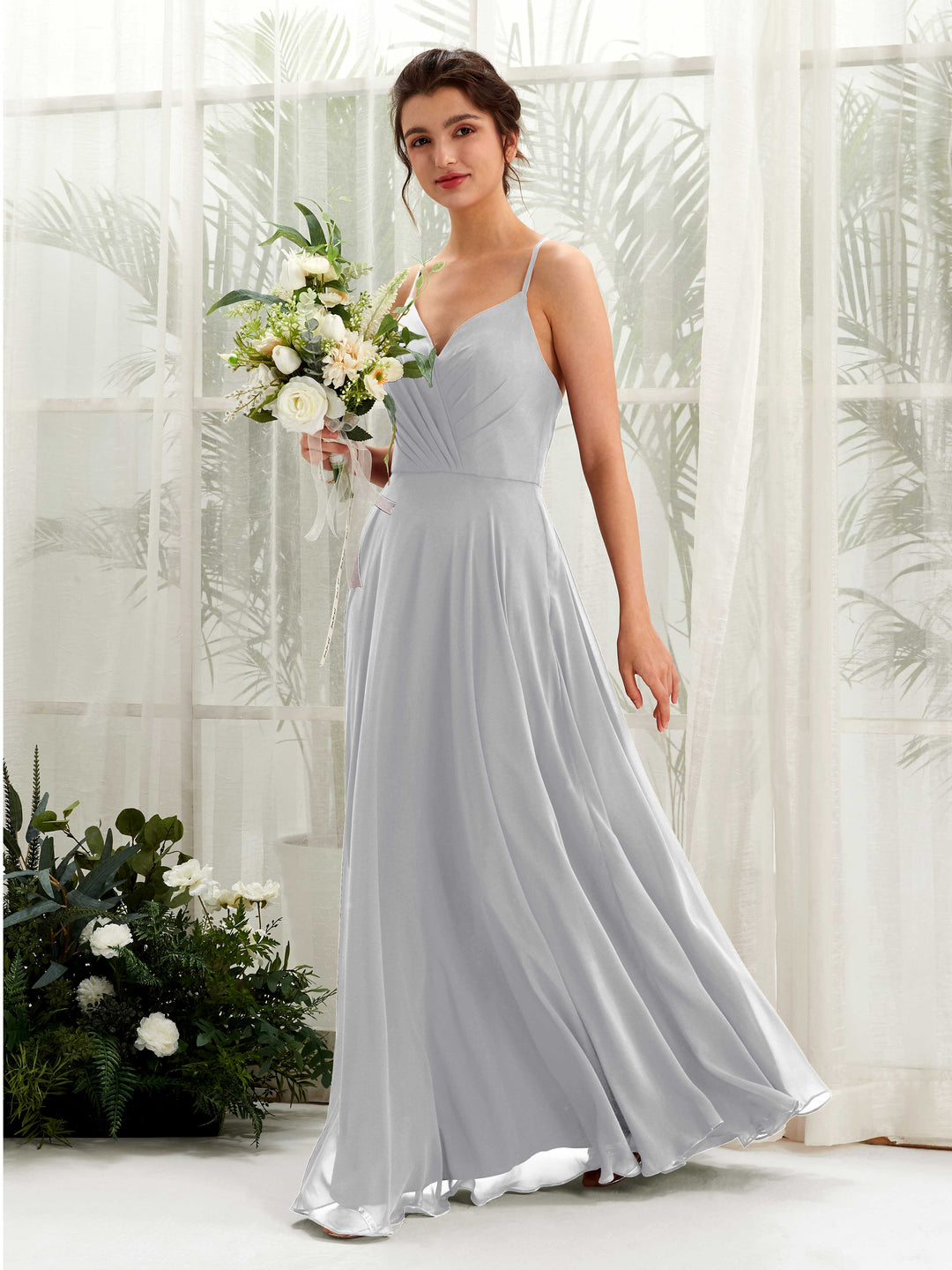 Silver bridesmaid dresses short clearance