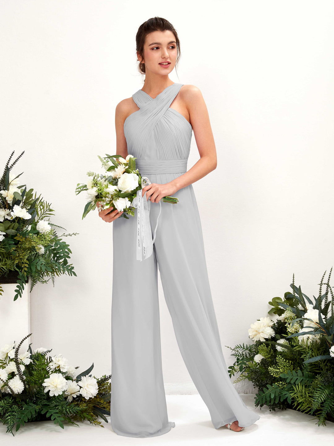 Jumpsuit Sage Green Bridesmaid Dress Maxi Sleeveless V Neck Dress Carlyna