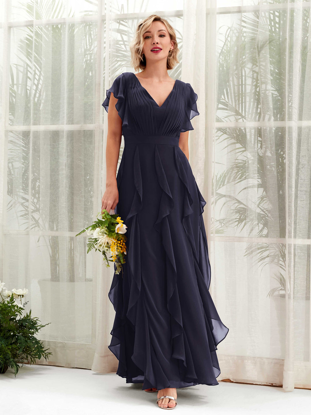Cynthia crepe and chiffon dress store