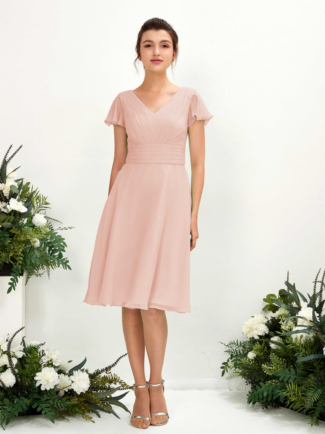 BHLDN x Anthropologie Corsa Peach/Pink outlets Chiffon Bridesmaid Dress Size US Small