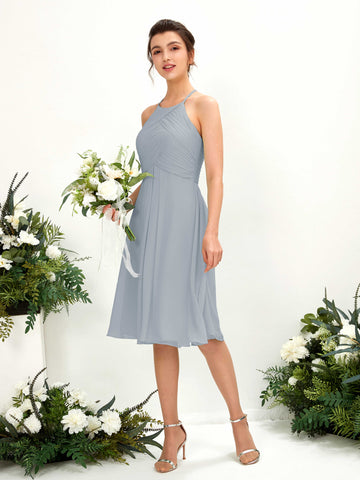 Carlyna Davina A-Line Dusty Blue-Upgrade Bridesmaid Dress Knee-Length Sleeveless Round Neck Dress #color_dusty-blue-upgrade