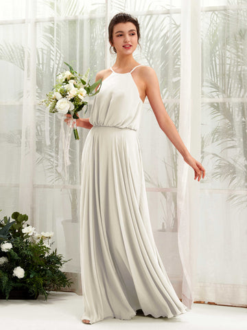 Carlyna Alva A-Line Ivory Bridesmaid Dress Maxi Sleeveless Halter Dress #color_ivory