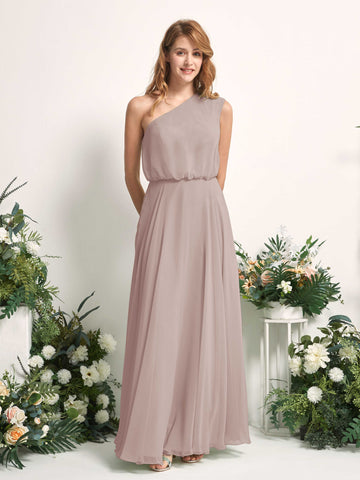 Carlyna Cecily A-Line Taupe Bridesmaid Dress Maxi Sleeveless One Shoulder Dress #color_taupe