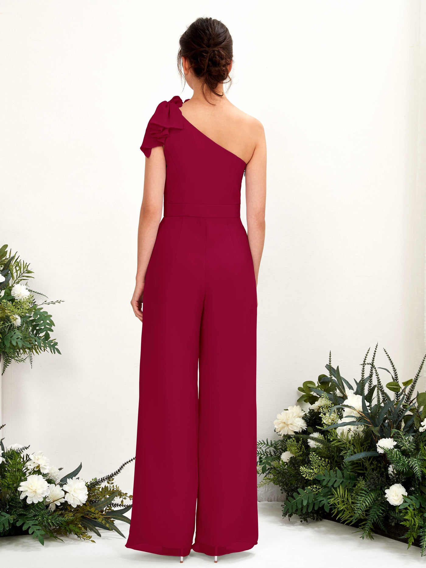 Jumpsuit/Pantsuit One-Shoulder Sleeveless Chiffon Long/Floor-Length Wedding Party  Dress - Wedding Party Dresses - Stacees