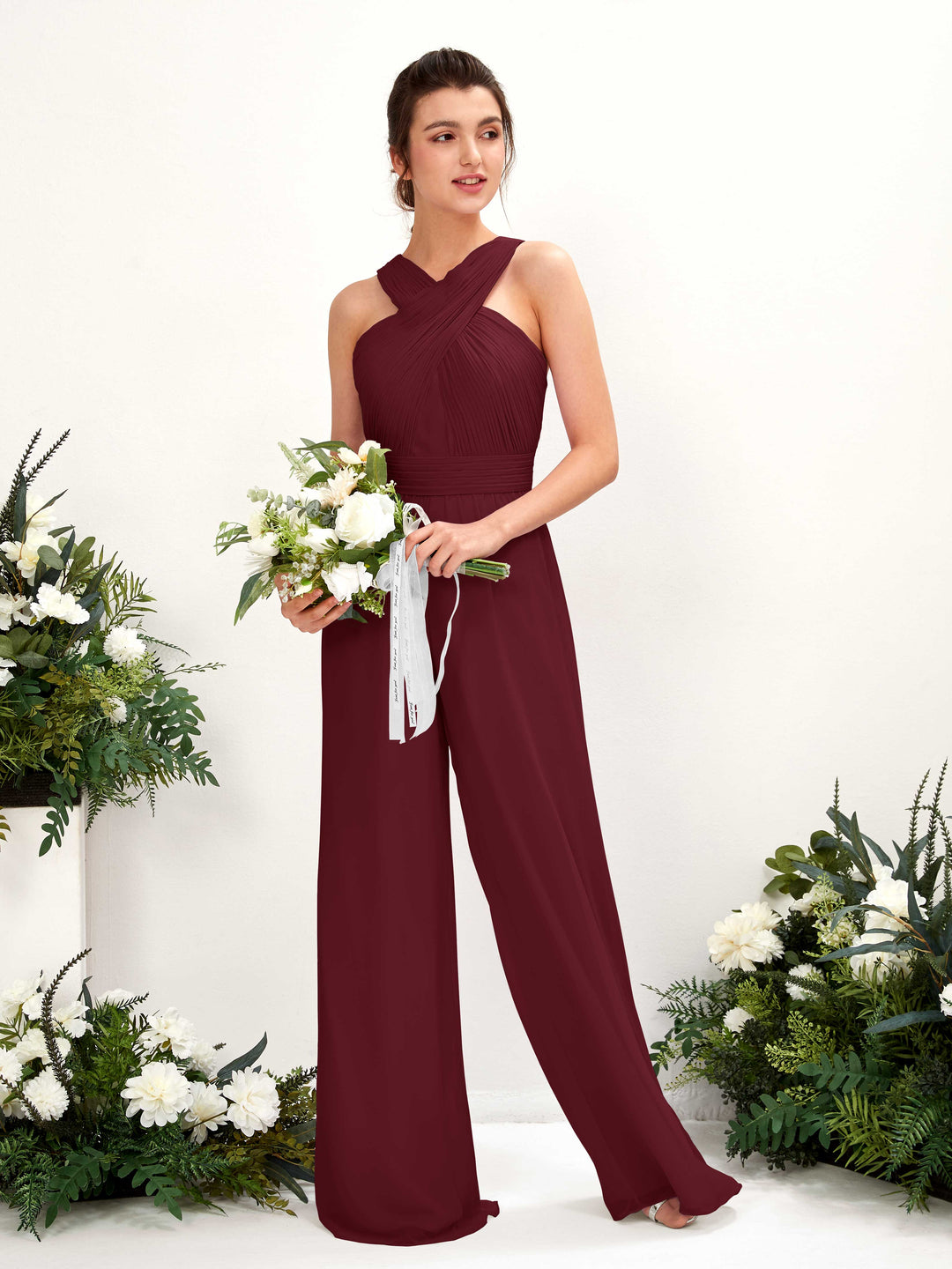 Bridesmaid jumpsuit burgundy deals