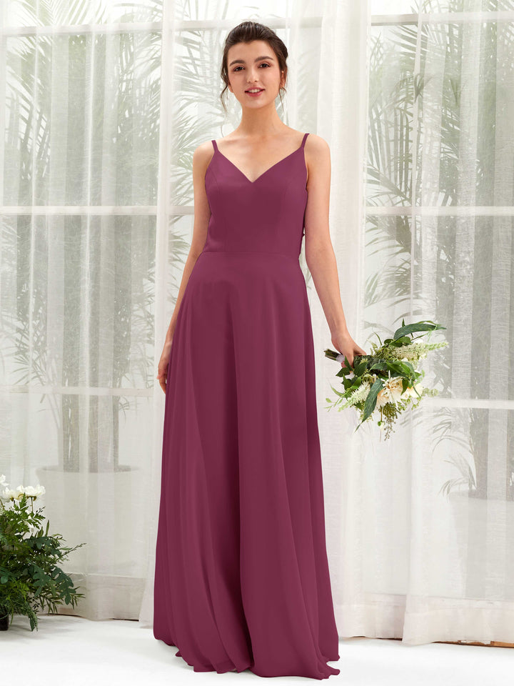 Chianti Bridesmaid Dresses Bridesmaid Dress A-line Chiffon Spaghetti-straps Full Length Sleeveless Wedding Party Dress (81220634)