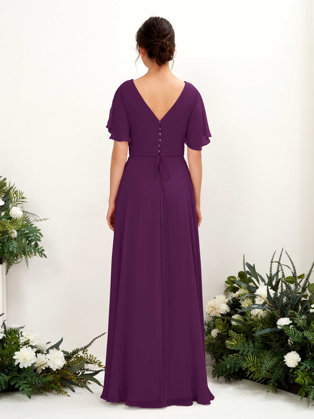 Cap Sleeves V-Back Grape Lace Short Bridesmaid 2024 Dress