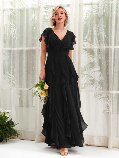 black bridesmaid dresses with sleeves plus size